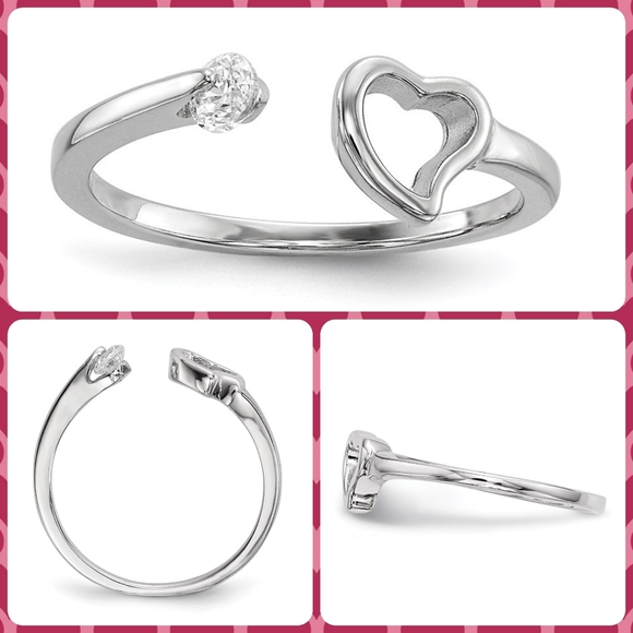 NWT Valentine Open Style Adjustable Heart Crystal Ring - Picture 2 of 9